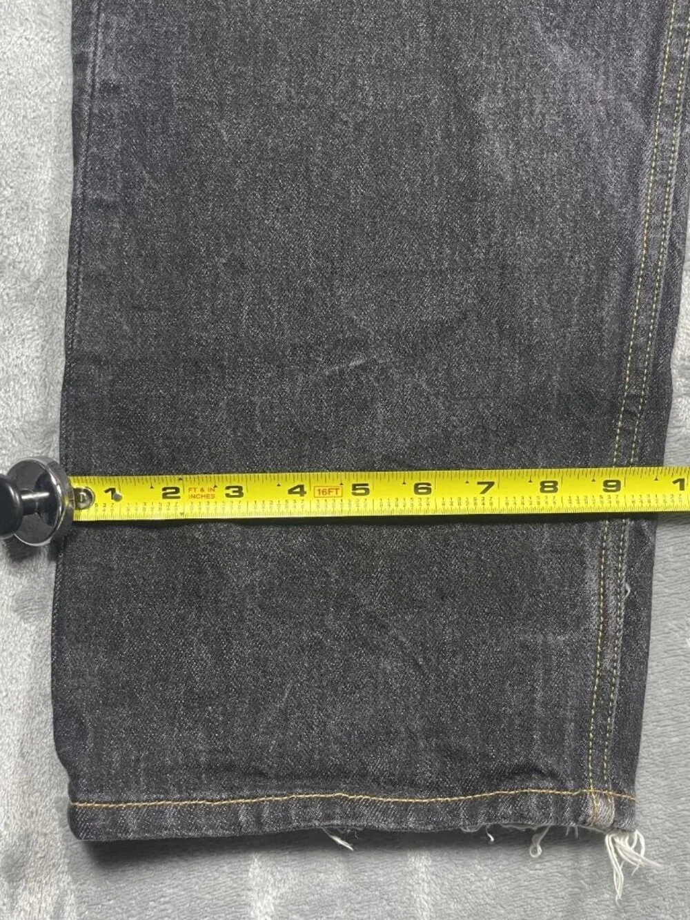 Vtg Levi’s 501 Button Fly Black Denim Jeans USA Style 44x32 Raw Hem 100% Cotton